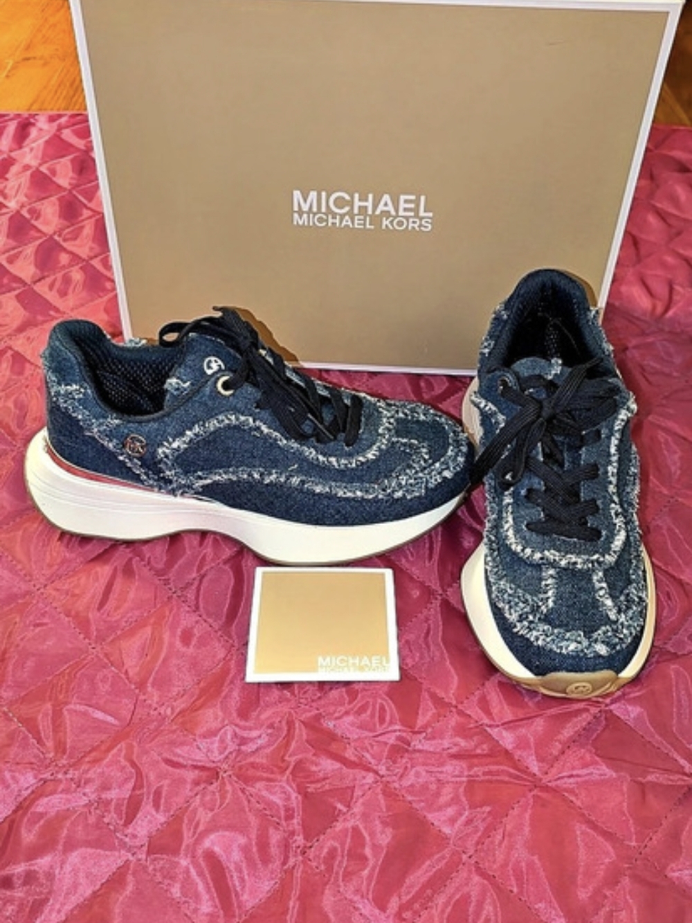 Michael Kors Ari Trainer Sneakers Blue & White US 6.5M Like New